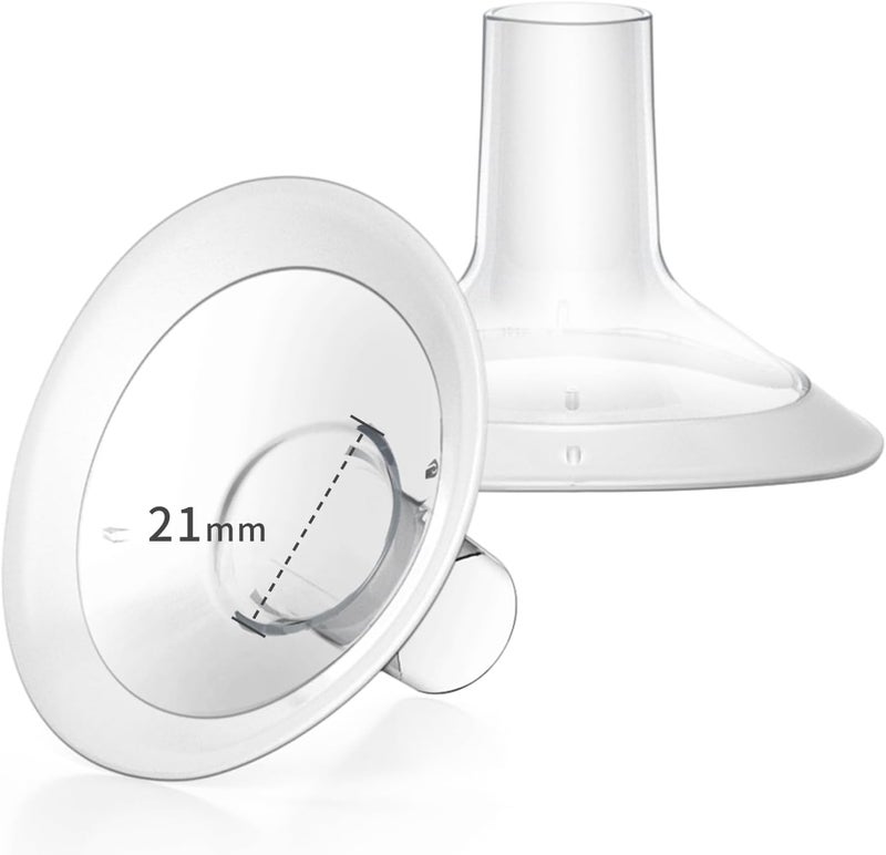 MOOMentaneous Breast Pump Shields Flanges 21mm Compatible with Medela Breast Pumps PersonalFit, Maxflow, Freestyle Flex Swing Maxi Connector - Image 1